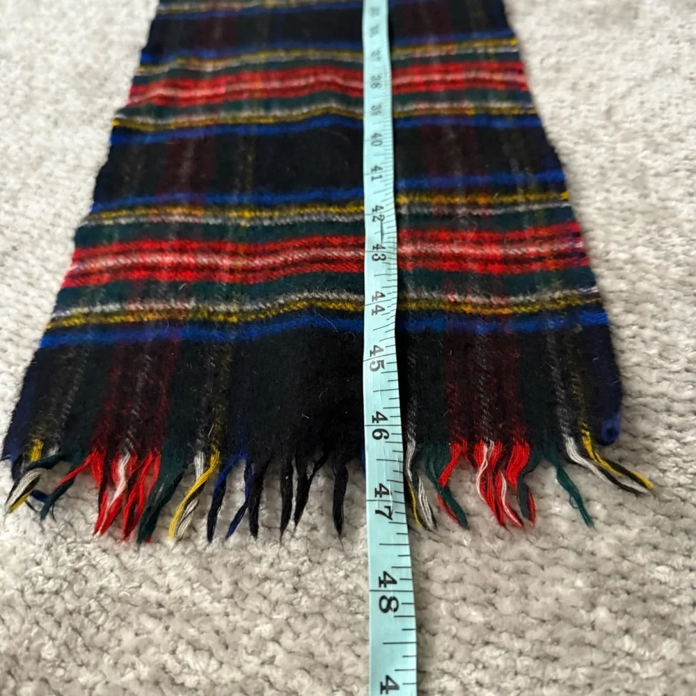 Black Stewart Tartan Wool‎ Scarf Red Plaid Fringe Classic Winter Holiday Unisex